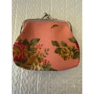 Blue Floral Canvas Kiss lock Coin Purse